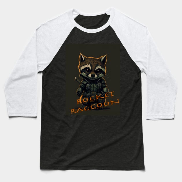 cute Rocket Raccoon Baseball T-Shirt by core design